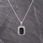 Second Hand Platinum 4.73ct Sapphire & 1.05ct Brilliant Cut Diamond Emerald Cut Pendant & 16 Inch Prince Of Wales Chain 43141345