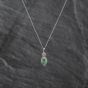 Second Hand 14ct White Gold Emerald & 0.08ct Brilliant Cut Diamond Marquise Cluster Gemstone Pendant & 18 Inch Prince Of Wales Chain 43141359