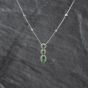 Second Hand 9ct White Gold Emerald & Brilliant Cut Diamond Graduated Triple Cluster Gemstone Pendant & 16 Inch Trace Chain 43141360