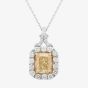 Second Hand 14ct White Gold & Platinum 2.44ct Multi-Cut Diamond Cluster Pendant & 16 Inch Belcher Chain 4314155