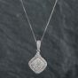 Second Hand 9ct White Gold 1.00ct Brilliant Cut Diamond Pendant & 18 Inch Box Chain 4314156