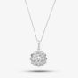 Second Hand 9ct White Gold 1.00ct Diamond Cluster Pendant & 18 Inch Curb Chain 4314171
