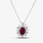 Second Hand Platinum 1.80ct Ruby & 0.45ct Diamond Cluster 18 Inch Necklace 4314252