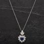 Second Hand Platinum 1.06ct Heart Shaped Sapphire & 1.00ct Diamond Pendant & 18 Inch Box Chain 4314474