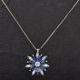 Second Hand Platinum 2.10ct Sapphire and 0.59ct Diamond Flower Cluster Pendant 4314476