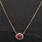 Second Hand Yellow Gold 1.67ct Ruby & 0.30ct Diamond Oval 16 Inch Necklace 4314486
