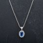 Second Hand Platinum 2.60ct Sapphire & 0.54ct Diamond Cluster Pendant & 16 Inch Trace Chain 4314519