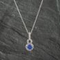 Second Hand 14ct White Gold 0.94ct Tanzanite & 0.27ct Diamond Round Cluster Pendant 4314542