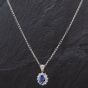 Second Hand Platinum Oval Sapphire and Brilliant Cut Diamond Pendant 4314602