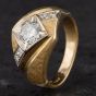 Second Hand 9ct Two Colour Gold 1.36ct Diamond Signet Ring 4315046