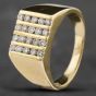 Second Hand 14ct Yellow Gold 0.90ct Brilliant Cut Diamond Gents Square Four Row Signet Ring 43151003