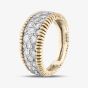 Second Hand 14ct Two Colour Gold Brilliant Cut Diamond Pave Set Gents Graduated Band Ring 43151008