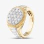 Second Hand 18ct Two Colour Gold 1.52ct Brilliant Cut Diamond Round Pave Set Gents Signet Ring 43151009