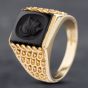 Second Hand 9ct Yellow Gold Onyx Oblong Roman Head Engraved Signet Ring 43151019