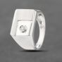 Second Hand 14ct White Gold 0.10ct Brilliant Cut Diamond Set Signet Ring 43151022