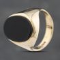 Second Hand 9ct Yellow Gold Onyx Large Oval Signet Ring 43151025