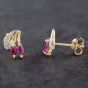 Second Hand 9ct Yellow Gold 0.08ct Ruby & 0.02ct Brilliant Cut Diamond Stud Earrings 43170018