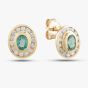 Second Hand 9ct Yellow Gold 0.12ct Emerald & 0.09ct Brilliant Cut Diamond Oval Stud Earrings 43170046