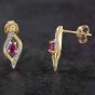 Second Hand 9ct Yellow Gold 0.14ct Ruby & 0.15ct Brilliant Cut Diamond Stud Earrings 43170061