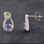 Second Hand 9ct White Gold 0.16ct Tanzanite & Diamond Pear Shaped Stud Earrings 43170087