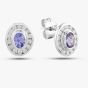 Second Hand 9ct White Gold 0.14ct Tanzanite & 0.50ct Diamond Oval Stud Earrings 43170088