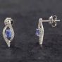 Second Hand 9ct White Gold 0.14ct Tanzanite & Diamond Swirl Stud Earrings 43170094
