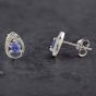 Second Hand 9ct White Gold 0.12ct Tanzanite & Diamond Pear Shaped Stud Earrings 43170097