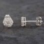 Second Hand 9ct White Gold 0.50ct Brilliant Cut Diamond Flower Cluster Stud Earrings 43170101