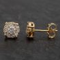 Second Hand 14ct Yellow Gold Diamond Cluster Stud Earrings 4317022