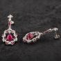 Second Hand 14ct White Gold Cabochon Cut Ruby & Brilliant Cut Diamond Openwork Fancy Dropper Earrings 4317058
