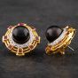 Second Hand 14ct Yellow Gold 1.50ct Ruby & 0.75ct Diamond & Black South Sea Pearl Large Stud Earrings 4317073