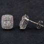 Second Hand 9ct White Gold 0.50ct Diamond Oblong Baguette And Brillant Stud Earrings 4317096