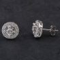 Second Hand 9ct White Gold 1.00ct Brilliant Cut Diamond Round Cluster Stud Earrings 4317098