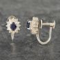 Second Hand Platinum 0.60ct Sapphire & 0.24ct Brilliant Cut Diamond Oval Screw Fitting Stud Earrings 43171001