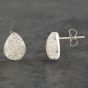 Second Hand 18ct White Gold 1.00ct Brilliant Cut Diamond Pear Shaped Pave Stud Earrings 43171003