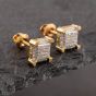 Second Hand Two Colour Gold Single Cut Diamond Pave Square Stud Earrings 43171009