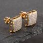 Second Hand 9ct Two Colour Gold Single Cut Diamond Pave Cushion Stud Earrings 43171026
