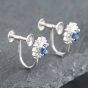 Second Hand Platinum Oval Cut Sapphire & Brilliant Cut Diamond Stud Earrings 43171037