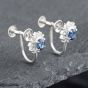 Second Hand Platinum Oval Cut Sapphire & Brilliant Cut Diamond Stud Earrings 43171037