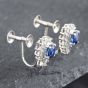 Second Hand Platinum 0.90ct Oval Cut Sapphire & 0.22ct Brilliant Cut Diamond Stud Earrings 43171038