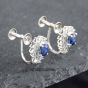 Second Hand Platinum 0.90ct Oval Cut Sapphire & 0.22ct Brilliant Cut Diamond Stud Earrings 43171038