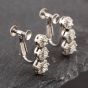 Second Hand 14ct White Gold Brilliant Cut Diamond Graduated Triple Cluster Dropper Earrings 43171039