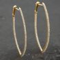Second Hand 14ct Yellow Gold 0.50ct Single Cut Diamond Oval Pointed Hoop Earrings 43171043