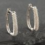Second Hand 9ct White Gold 0.50ct Single Cut Diamond Two Row Hoop Earrings 43171048