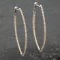Second Hand 9ct White Gold 0.50ct Single Cut Diamond Oval Pointed Hoop Earrings 43171051