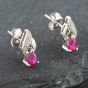 Second Hand White Gold 0.42ct Pear Shaped Ruby & Diamond Stud Earrings 43171056