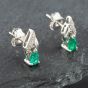Second Hand White Gold 0.33ct Pear Shaped Emerald & Diamond Stud Earrings 43171057