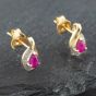 Second Hand Yellow Gold 0.34ct Pear Shaped Ruby & Diamond Stud Earrings 43171059