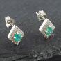 Second Hand White Gold 0.50ct Emerald & 0.08ct Diamond Marquise Shaped Stud Earrings 43171078