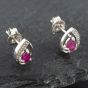 Second Hand White Gold 0.35ct Ruby & Diamond Pear Shaped Stud Earrings 43171080